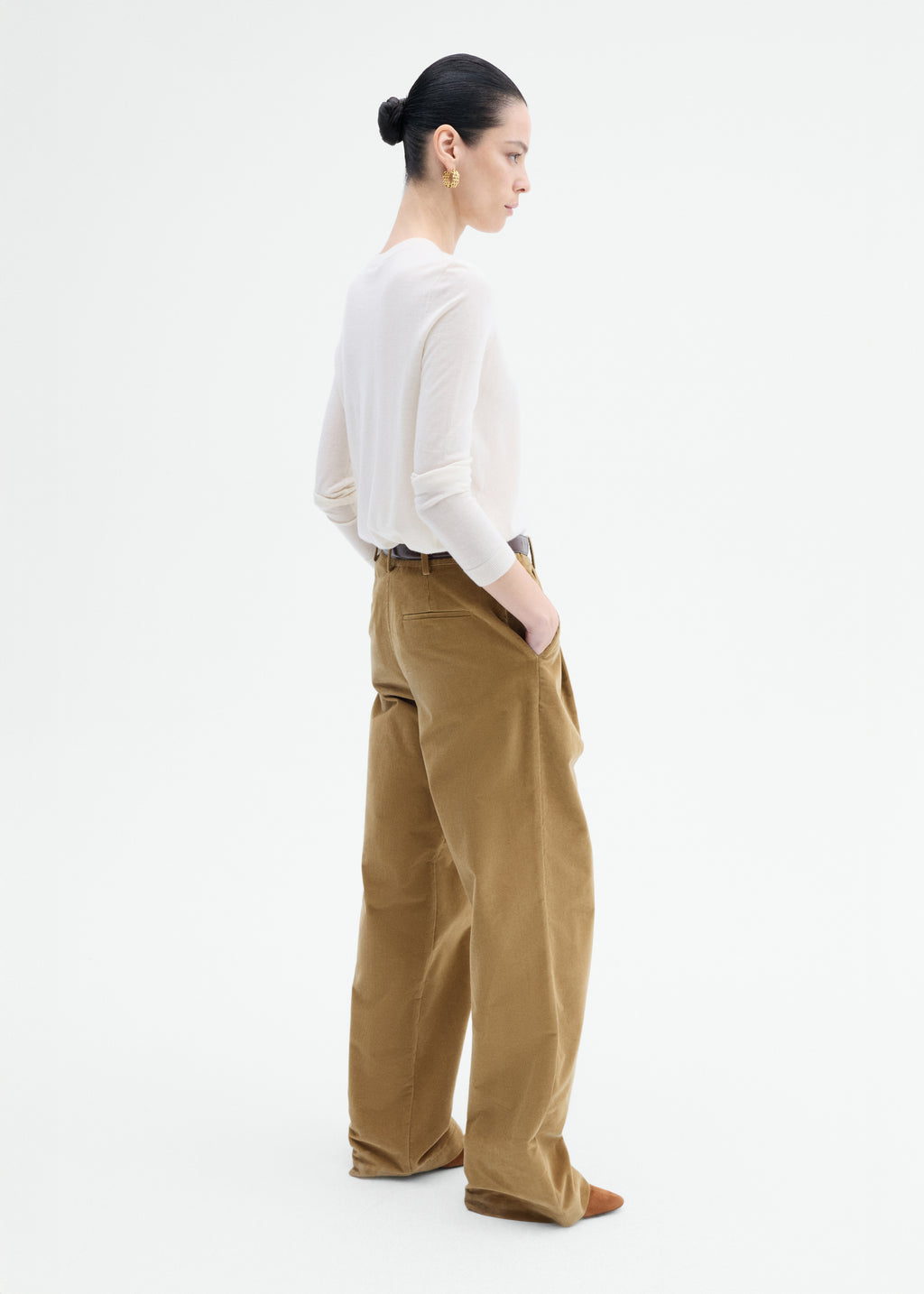 Long Sleeve Crew in Fine Cashmere - Ivory - CO