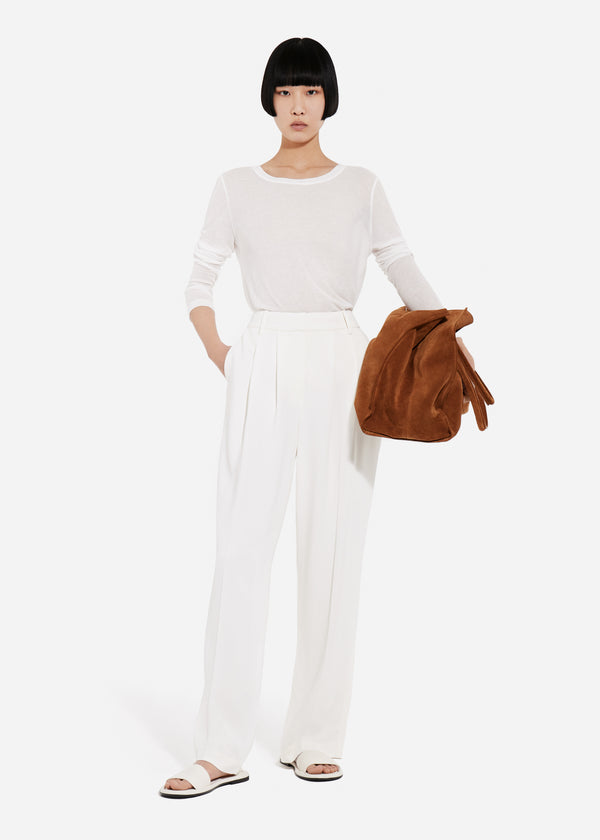 Long Sleeve Crew in Fine Cashmere - Ivory - CO