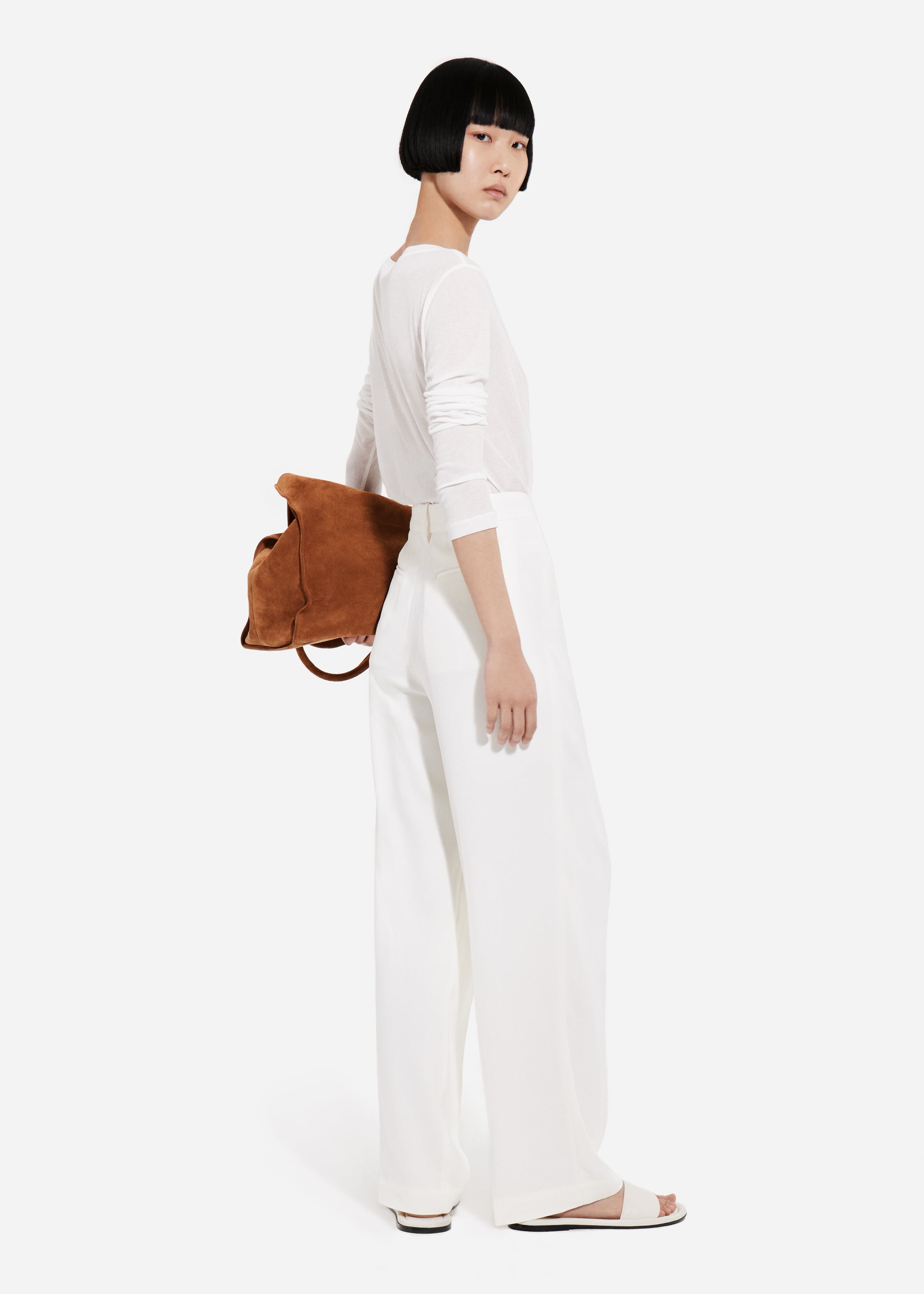 Long Sleeve Crew in Fine Cashmere - Ivory