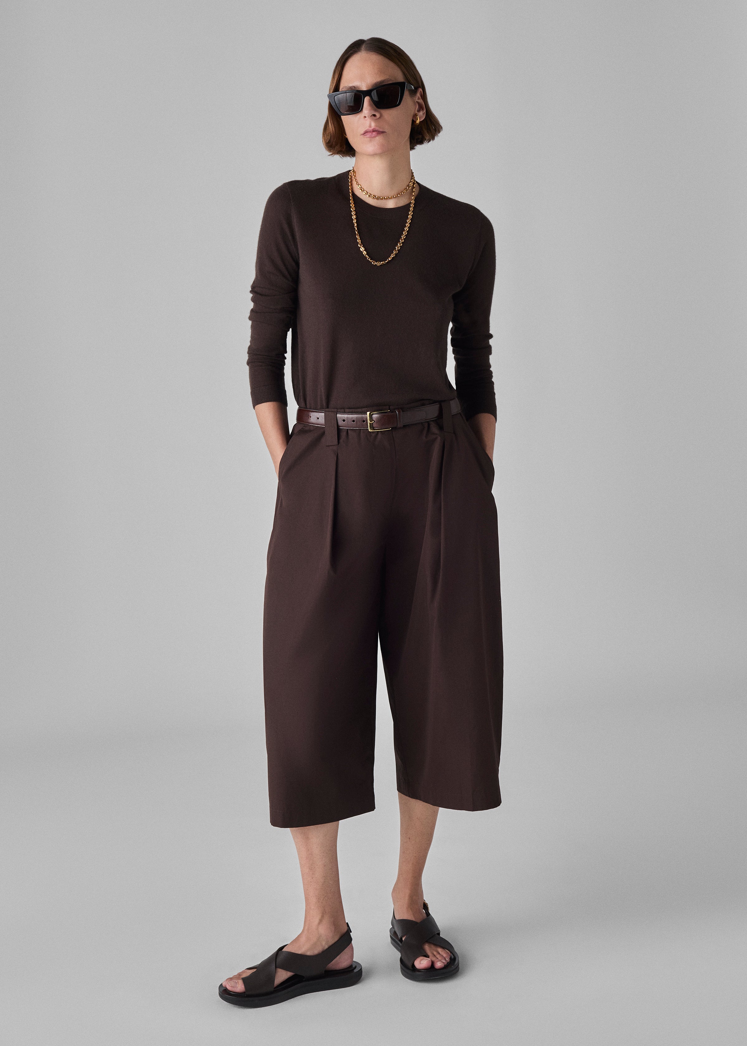 Poplin Culotte Shorts - Chocolate