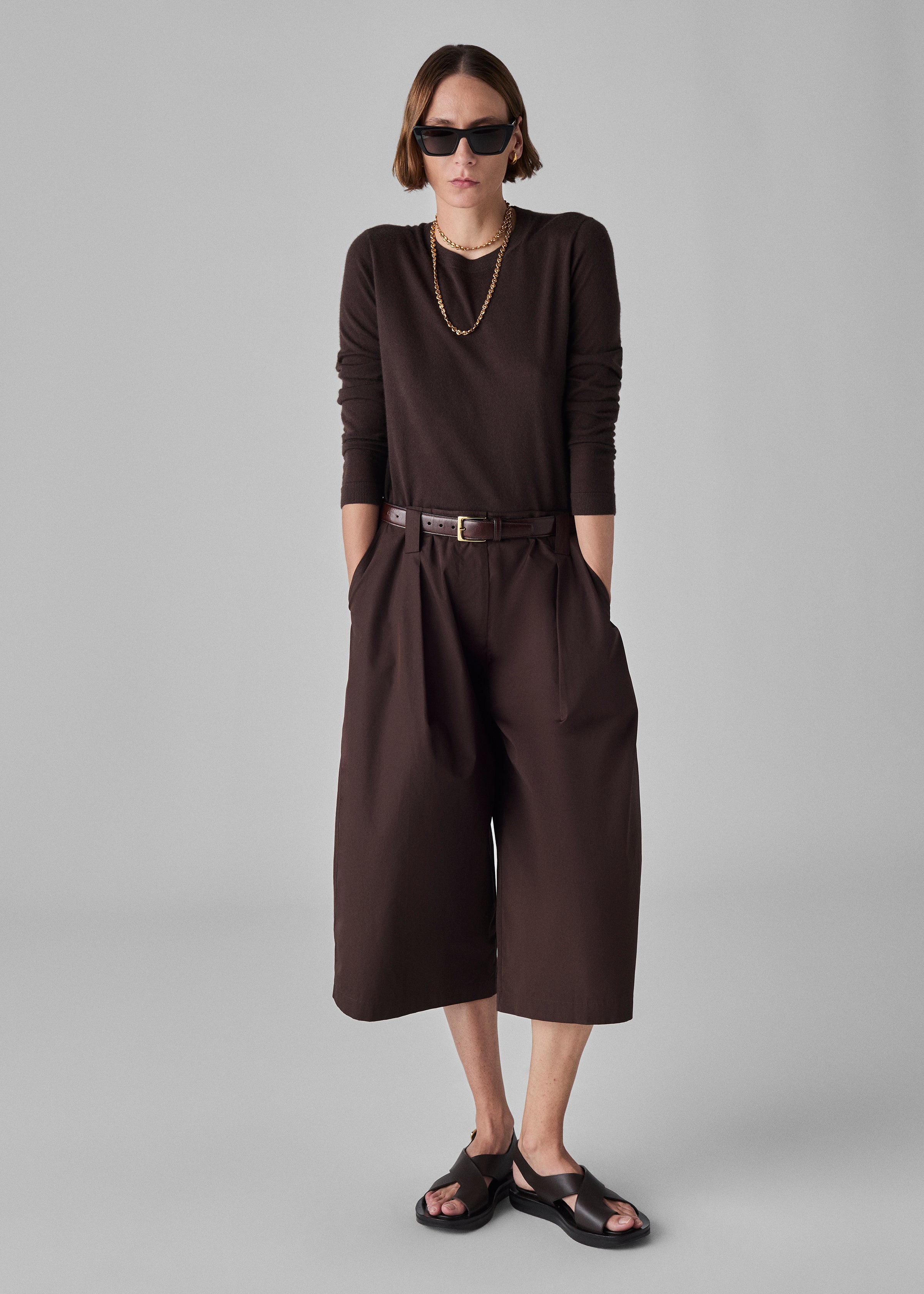 Poplin Culotte Shorts - Chocolate