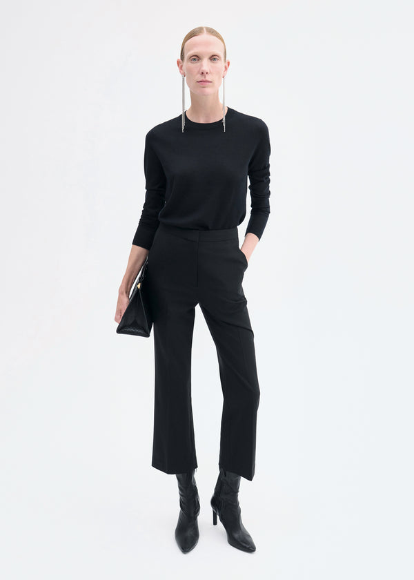 Long Sleeve Crew in Fine Cashmere - Black - CO