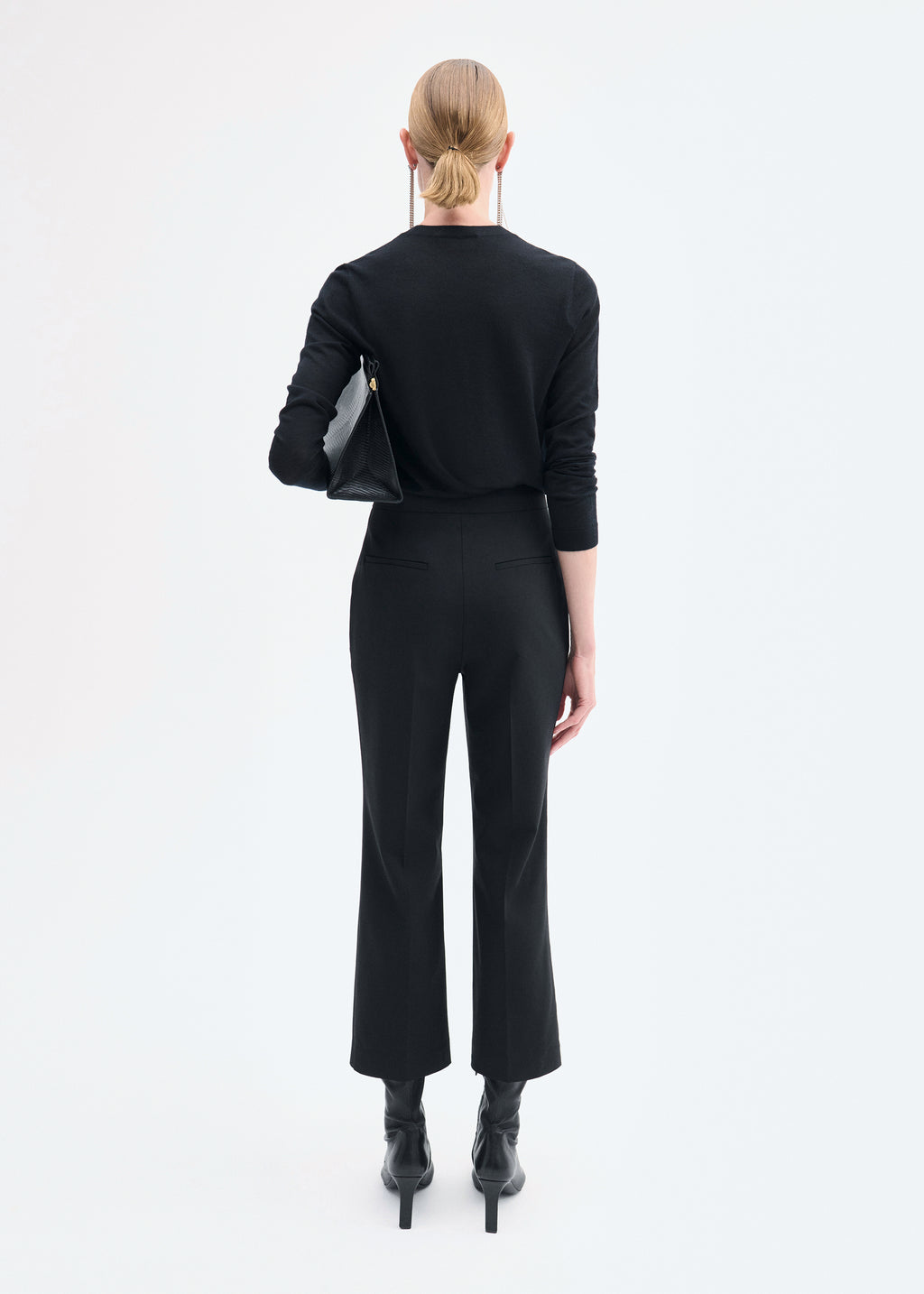 Long Sleeve Crew in Fine Cashmere - Black - CO