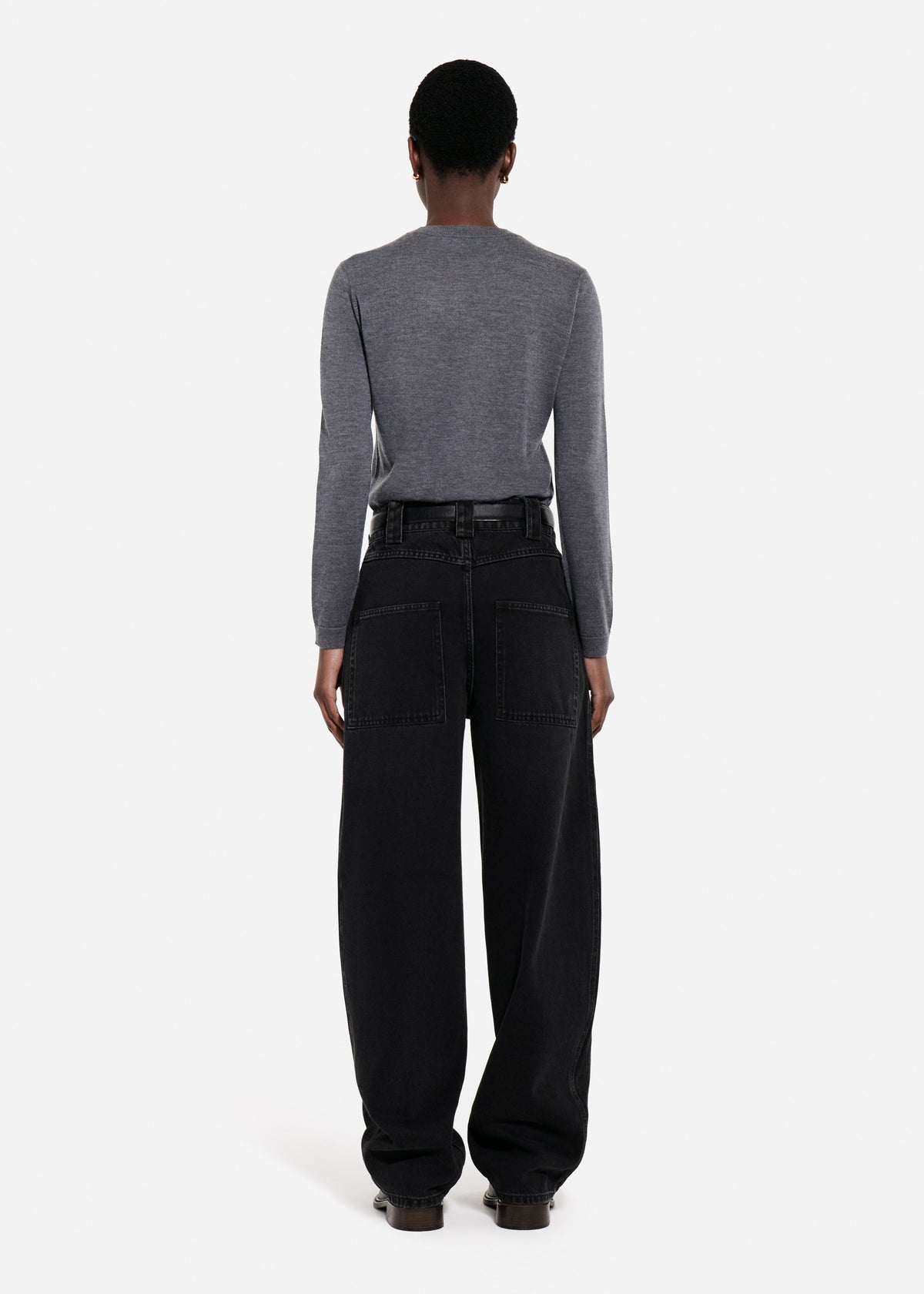 Long Sleeve Crew in Fine Cashmere - Grey, image 2 of 3