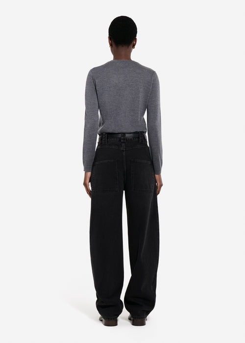 Long Sleeve Crew in Fine Cashmere - Grey, image 2 of 3