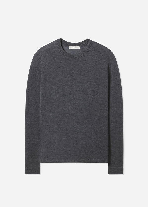 Long Sleeve Crew in Fine Cashmere - Grey - CO