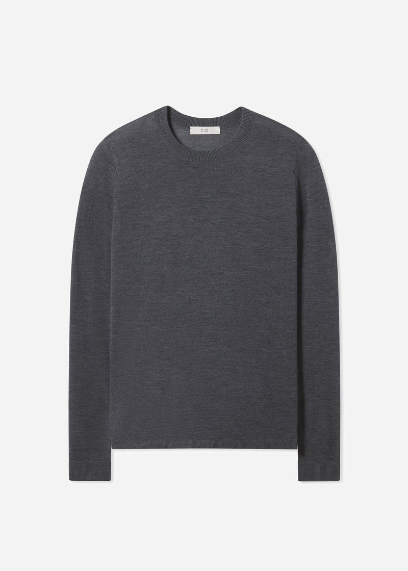 Long Sleeve Crew in Fine Cashmere - Grey - CO