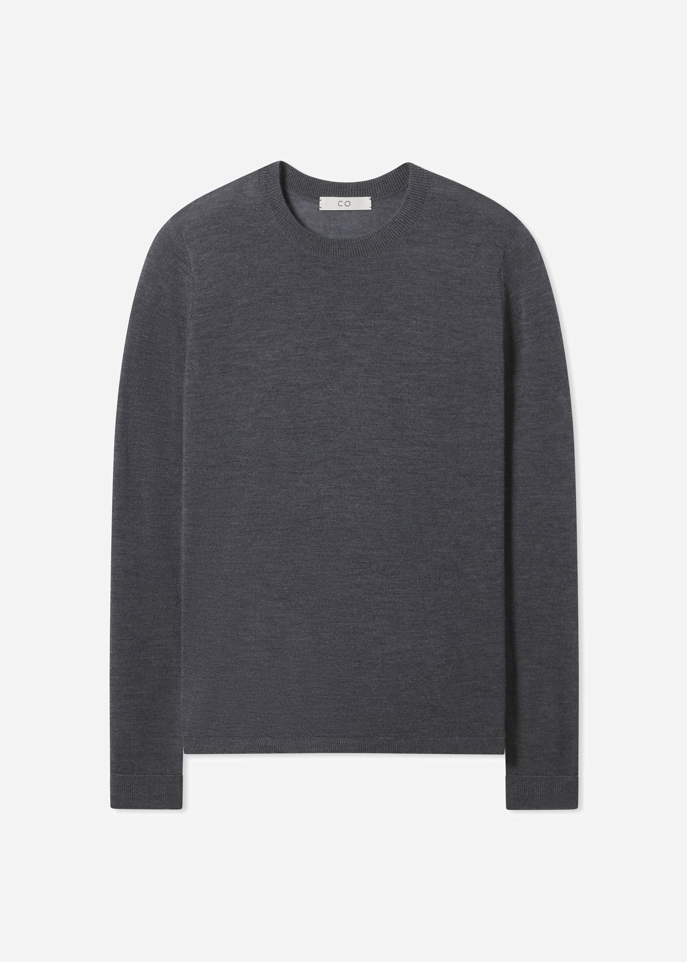 Long Sleeve Crew in Fine Cashmere - Grey