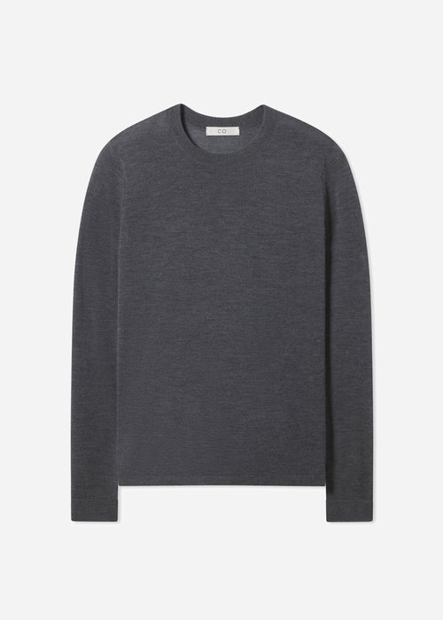 Long Sleeve Crew in Fine Cashmere - Grey, image 3 of 3