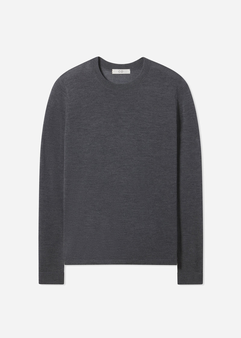 Long Sleeve Crew in Fine Cashmere - Grey - CO