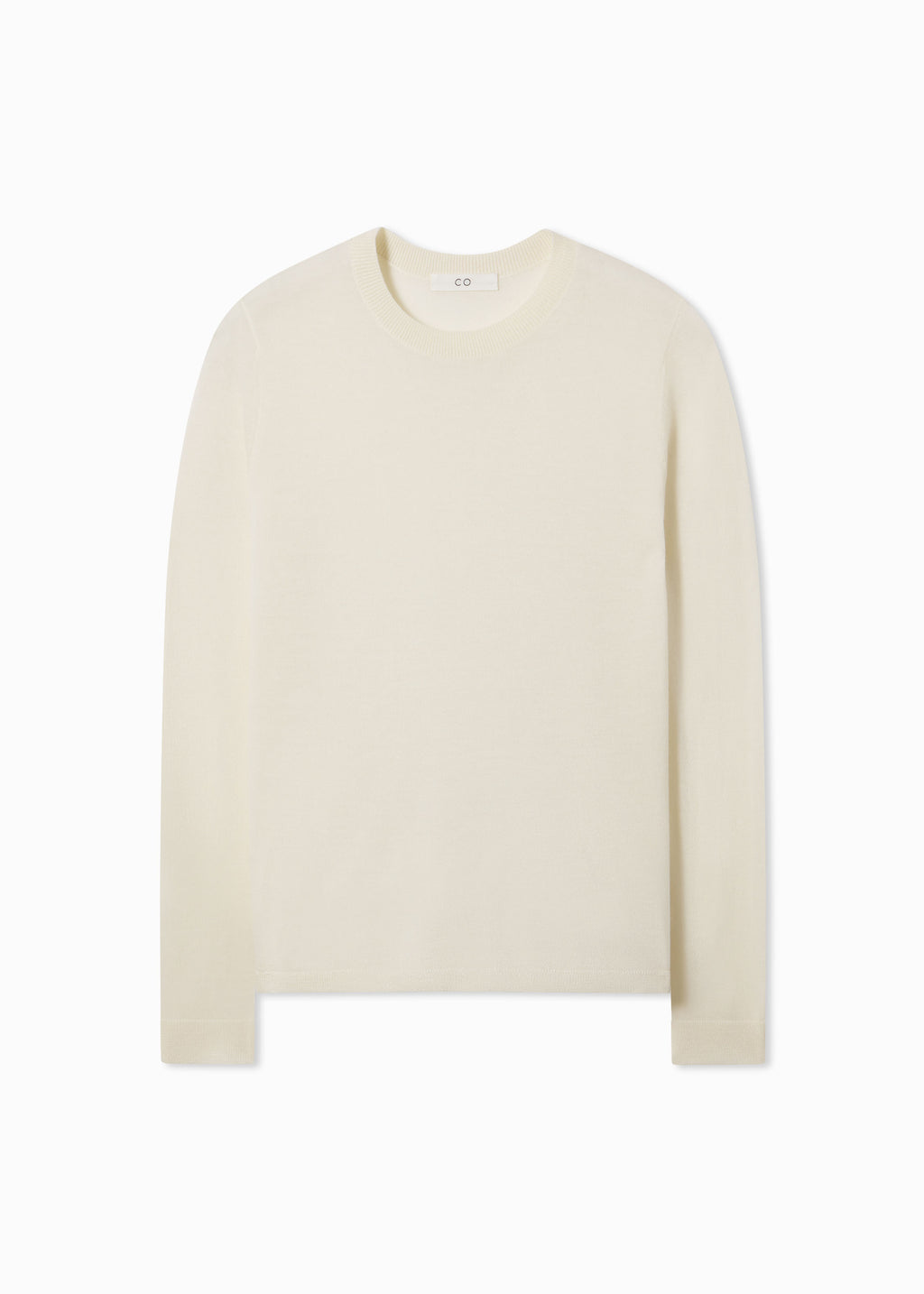 Long Sleeve Crew in Fine Cashmere - Ivory - CO
