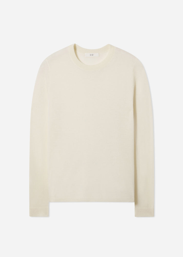 Long Sleeve Crew in Fine Cashmere - Ivory, image 4 of 4