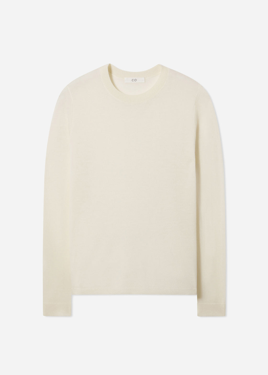 Long Sleeve Crew in Fine Cashmere - Ivory - CO