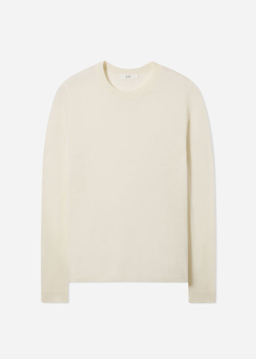 Long Sleeve Crew in Fine Cashmere - Ivory, image 4 of 4