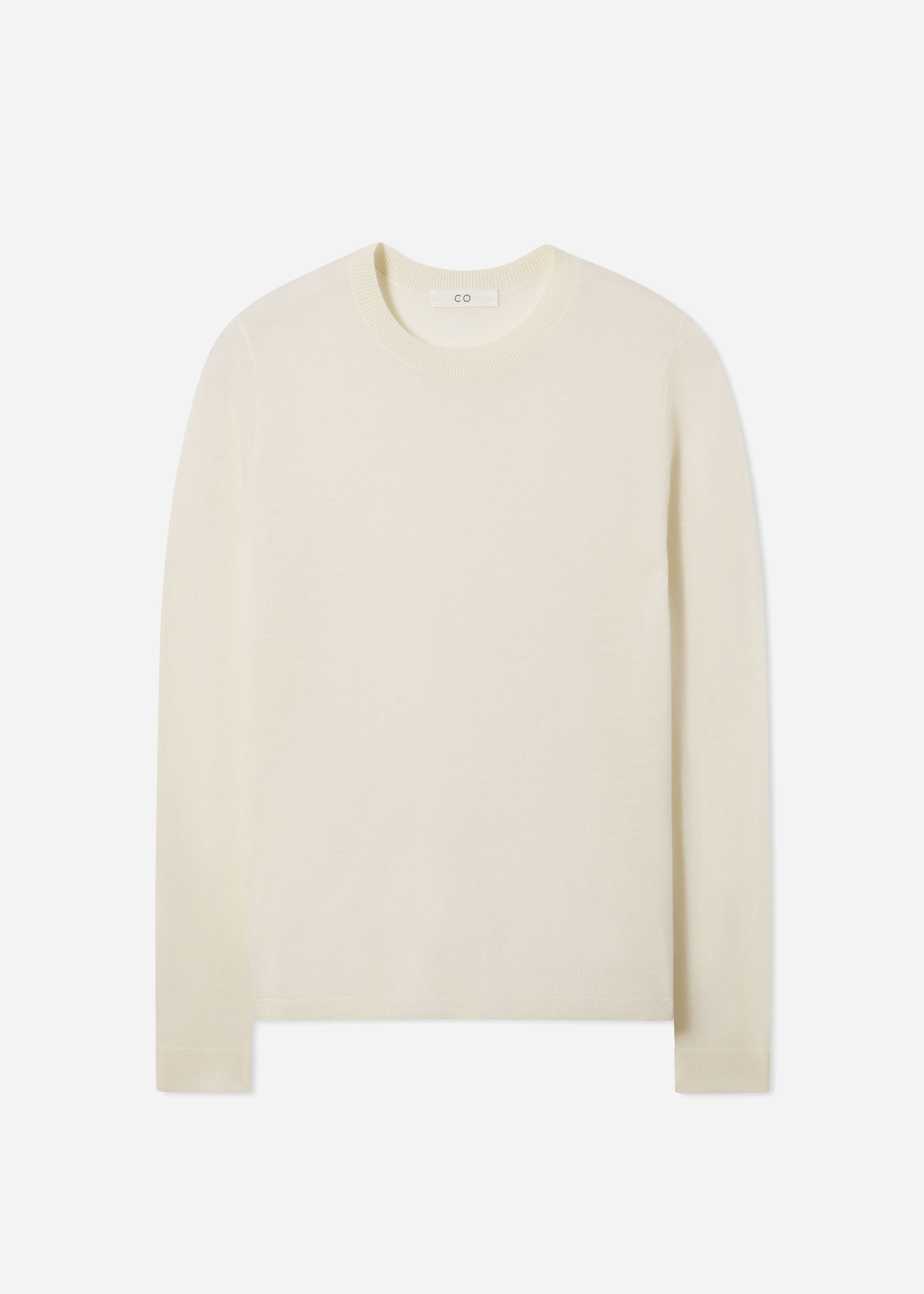 Long Sleeve Crew in Fine Cashmere - Ivory