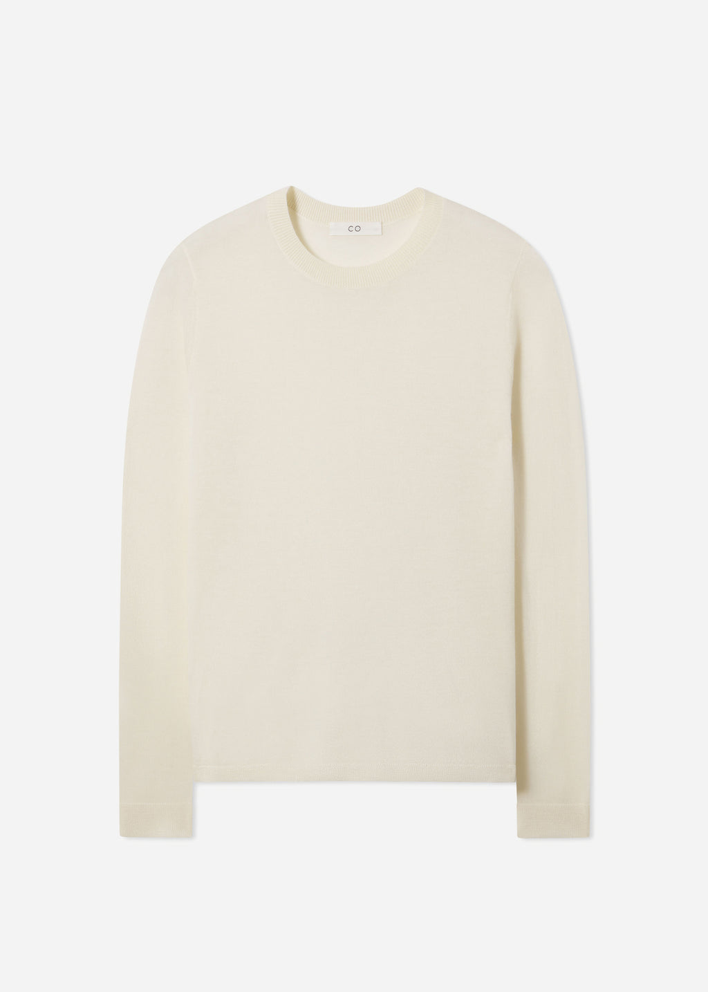 Long Sleeve Crew in Fine Cashmere - Ivory - CO