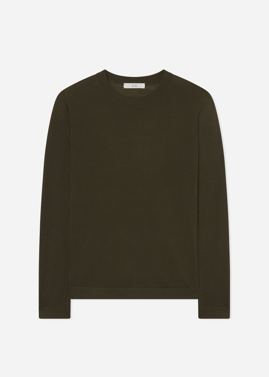 Long Sleeve Crew in Fine Cashmere - Olive - CO