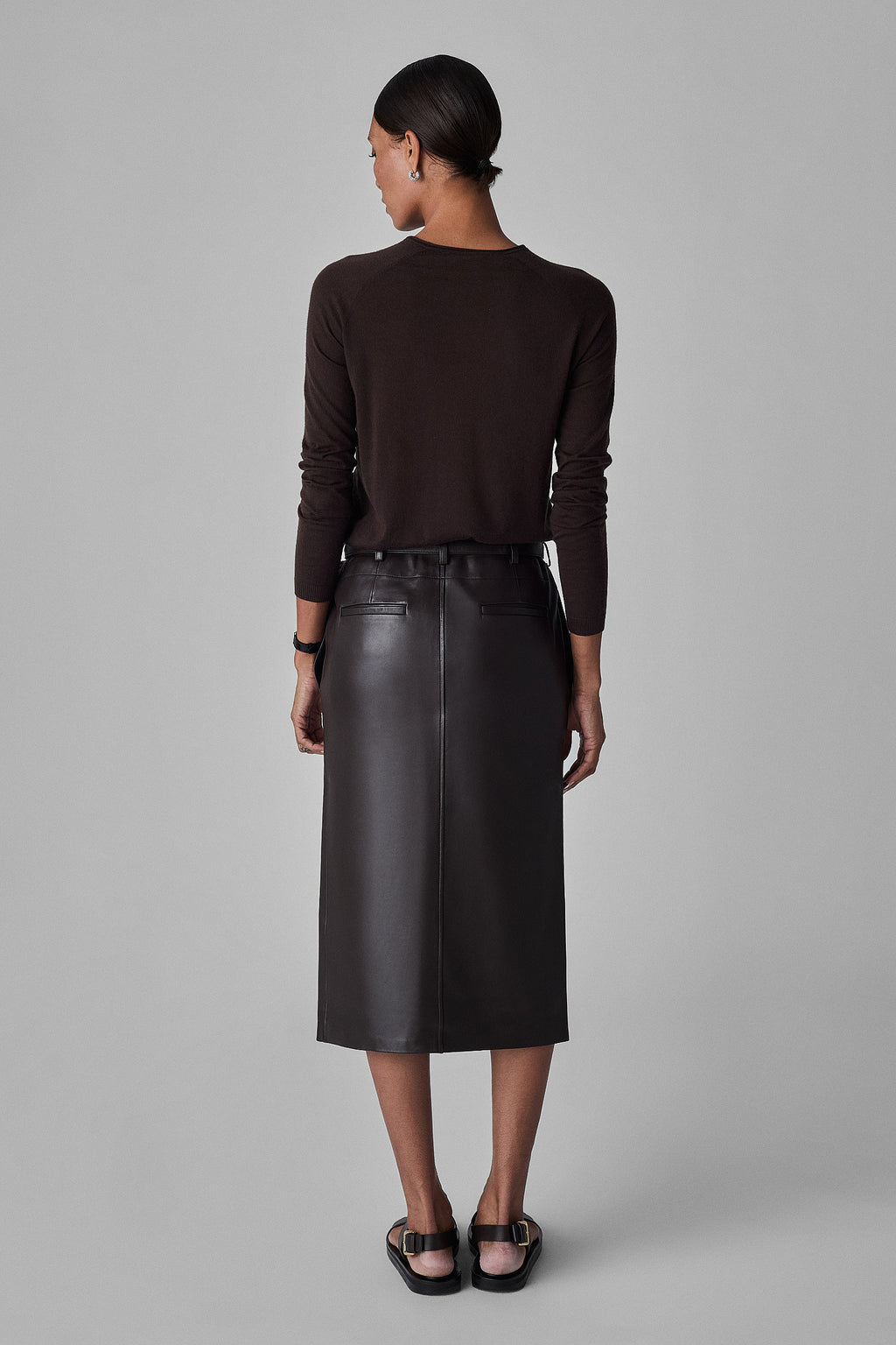 Drop Waist Pencil Skirt in Leather - CO