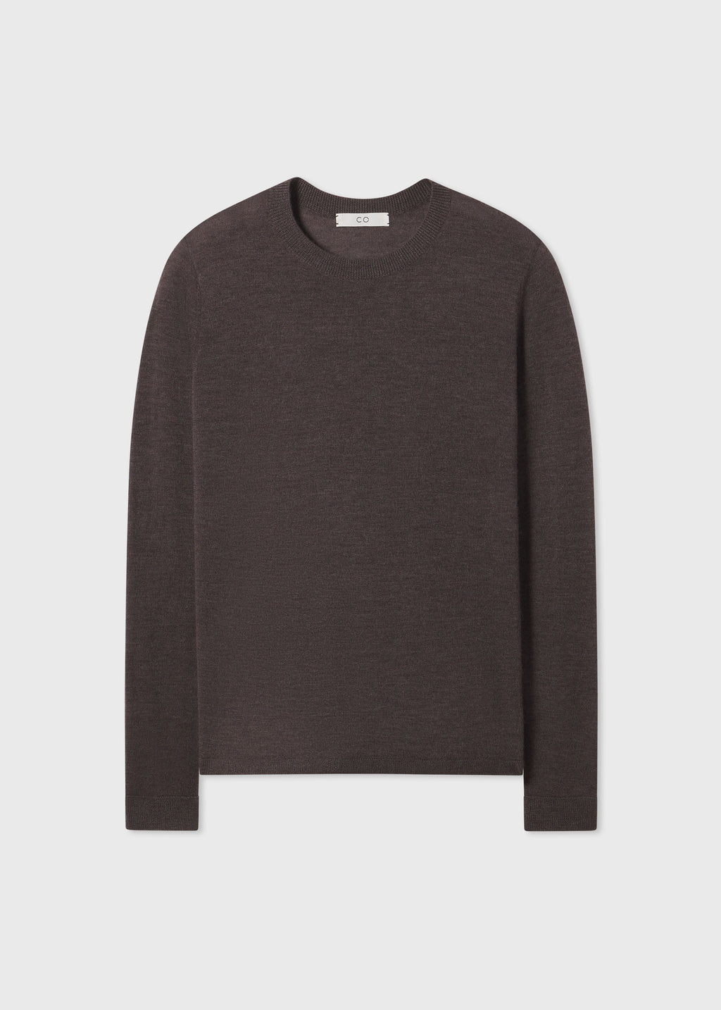 Long Sleeve Crew Neck Tee in Fine Cashmere - Brown - CO