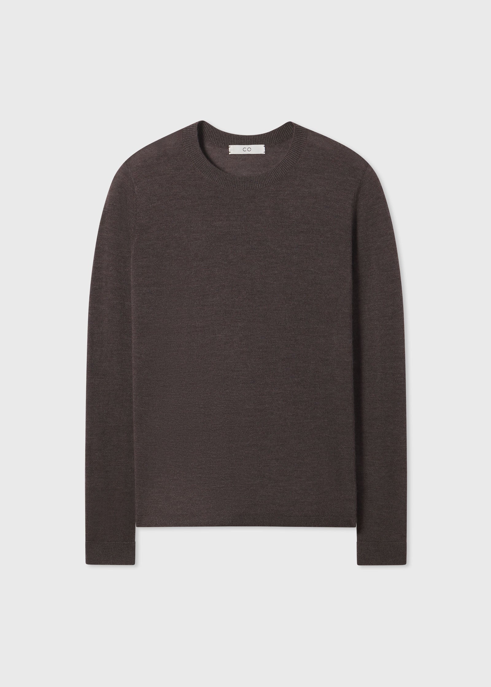 Long Sleeve Crew Sweater in Fine Cashmere - Brown - CO Collections