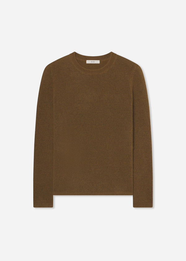 Long Sleeve Crew Sweater in Cashmere Silk - Tapenade - CO
