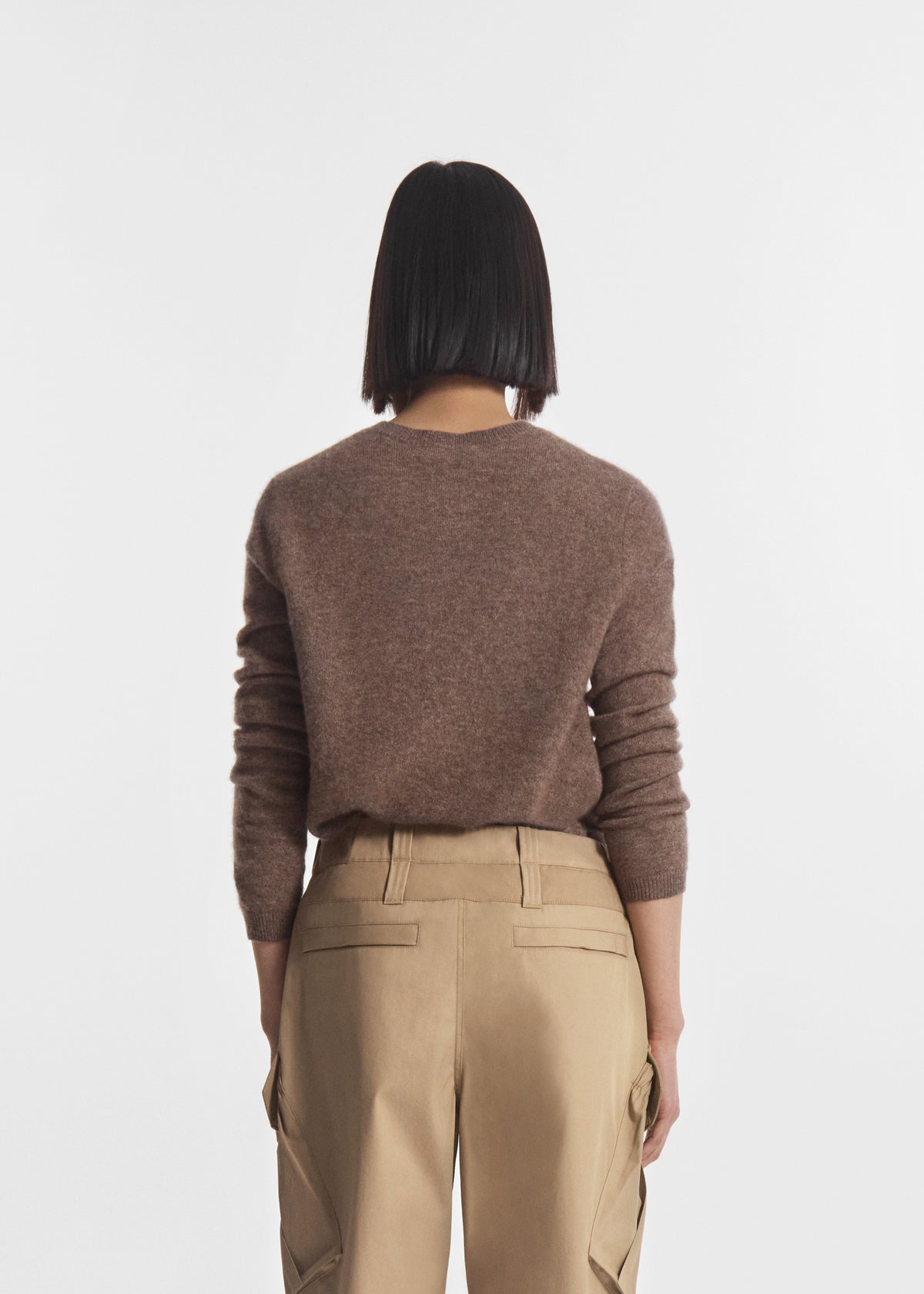 Long Sleeve Crew Sweater in Cashmere Silk - Hazelnut, image 3 of 4