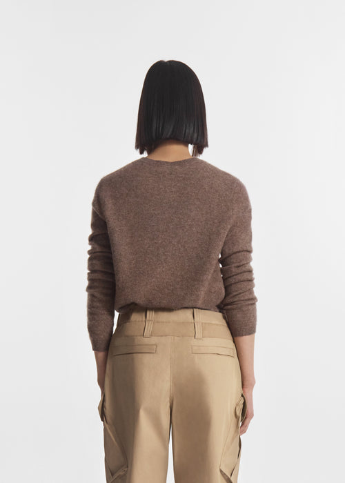 Long Sleeve Crew Sweater in Cashmere Silk - Hazelnut, image 3 of 4