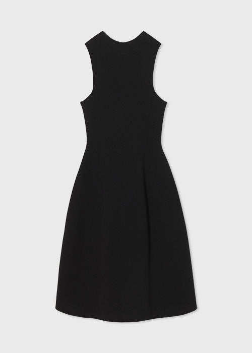 Compact Knit Dress in Merino Wool  - Black - CO Collections