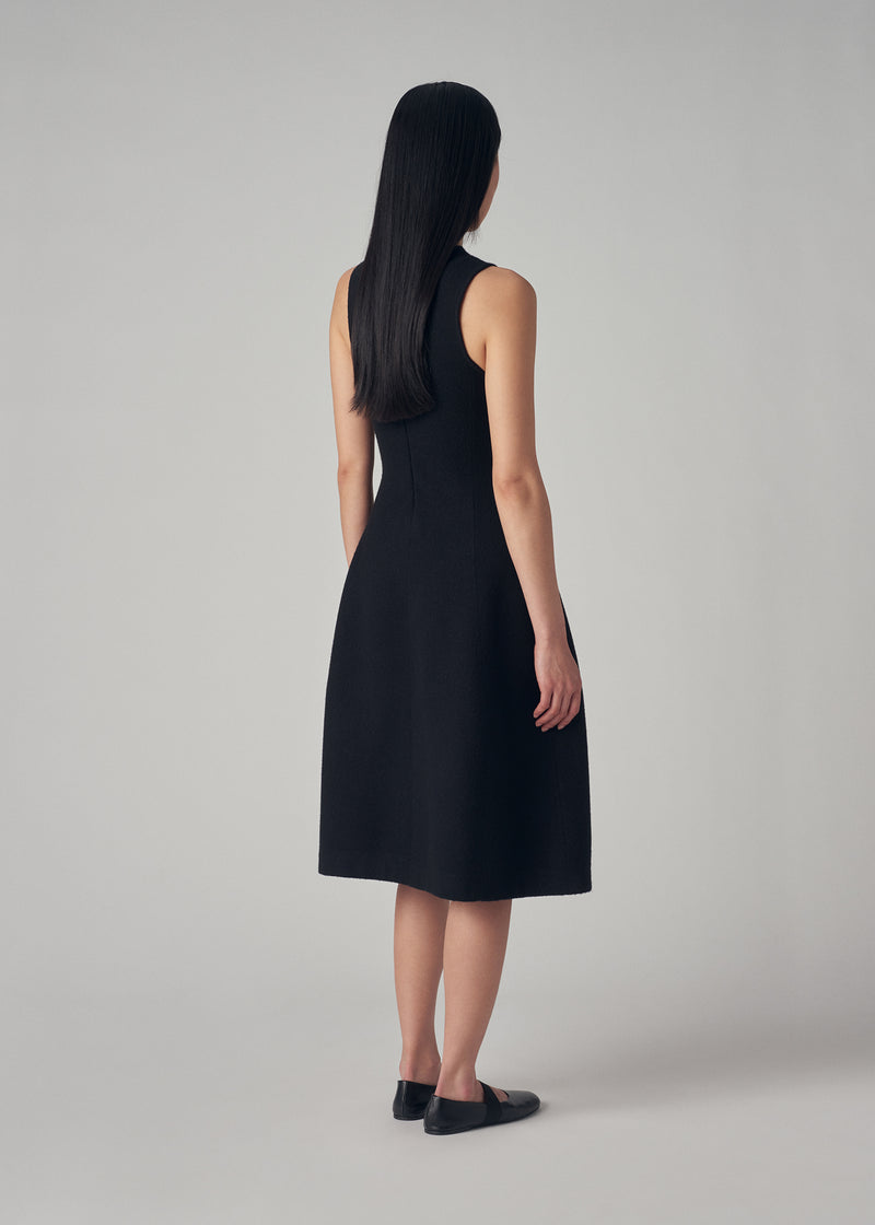 Compact Knit Dress in Merino Wool  - Black - CO
