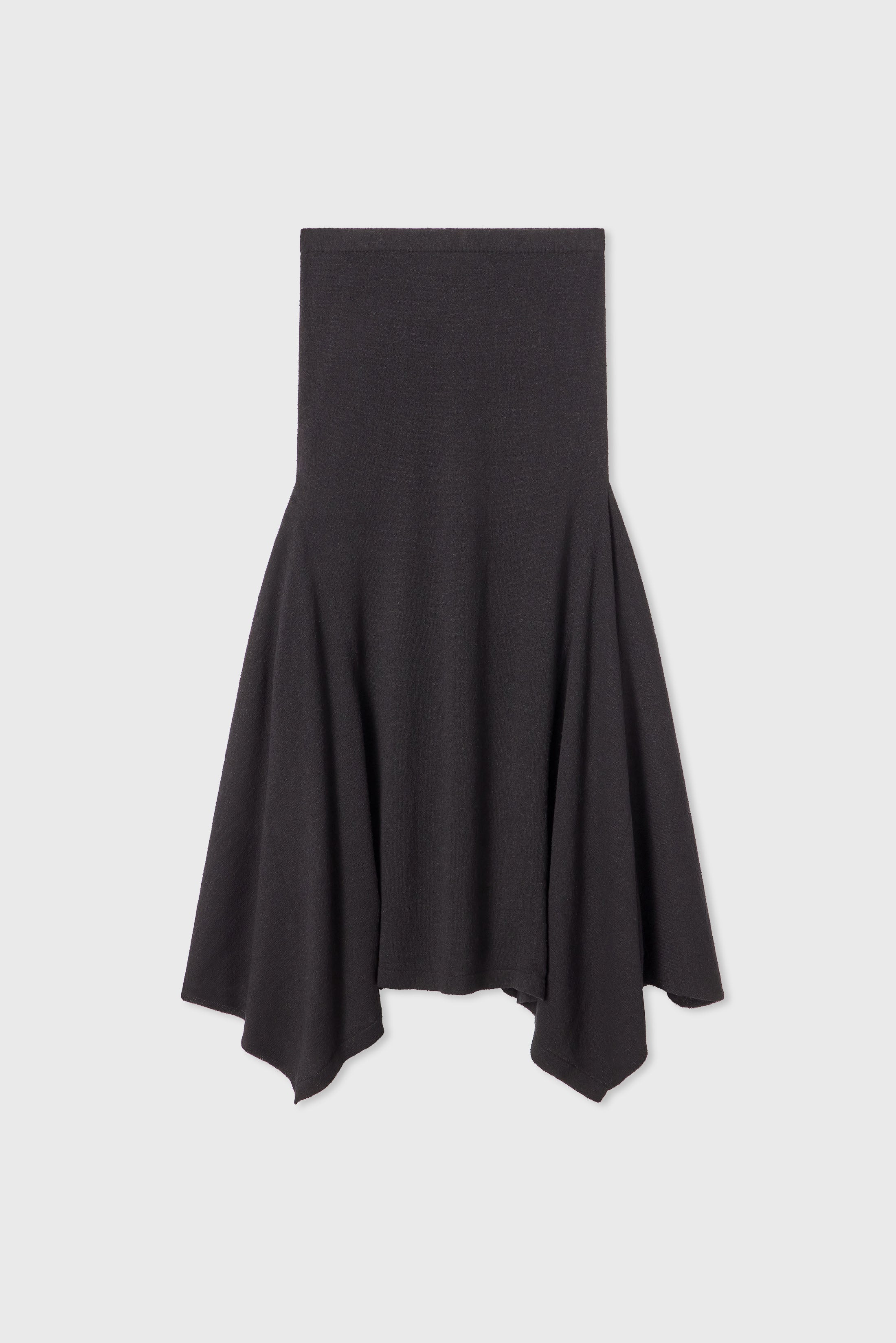 Flared Midi Skirt in Silk Linen - Black