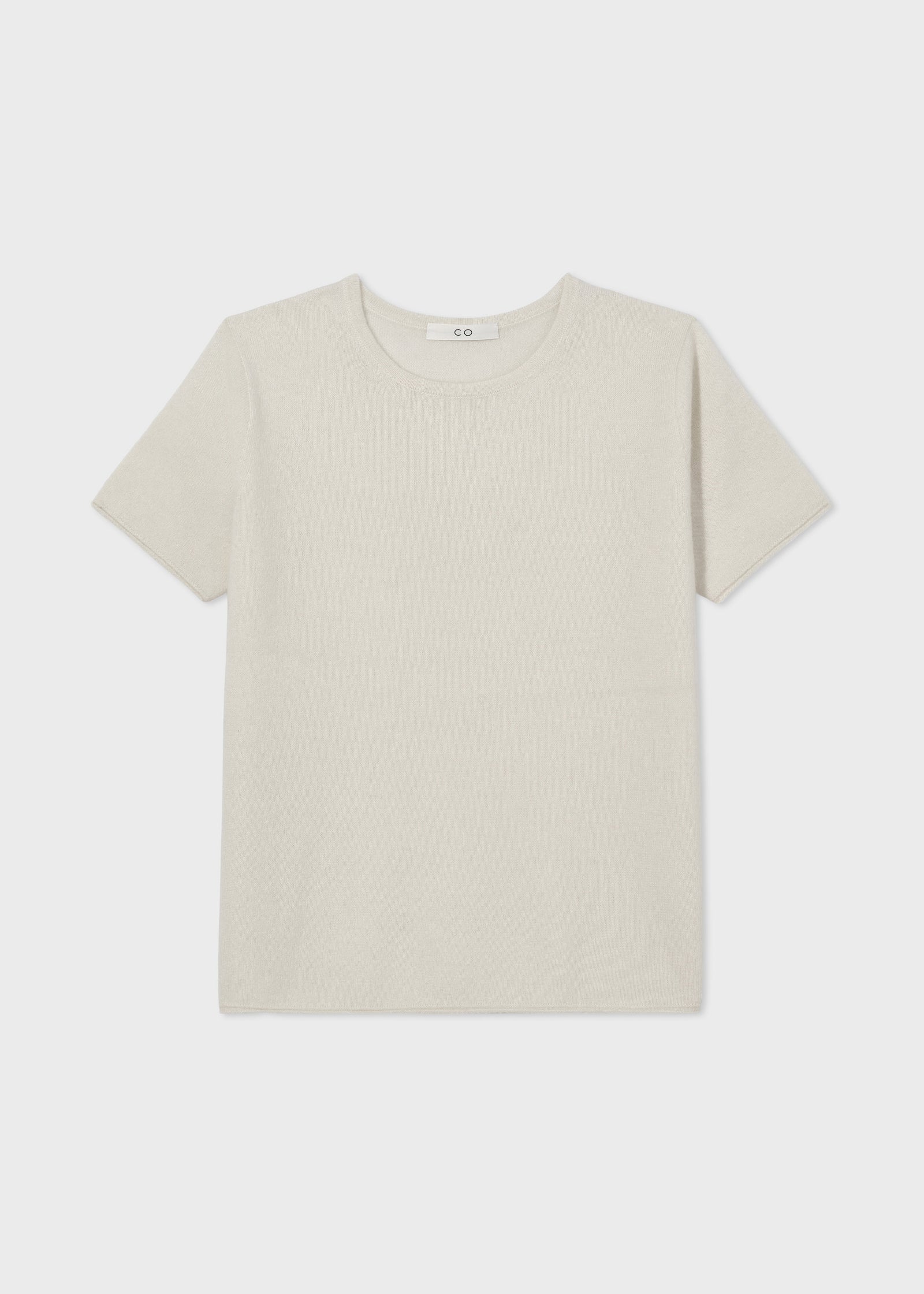 Short Sleeve Sweater Top in Cashmere Silk - Ivory