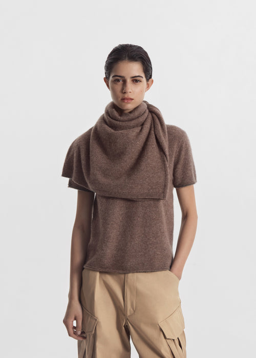 Short Sleeve T-Shirt in Cashmere Silk - Hazelnut, image 2 of 5