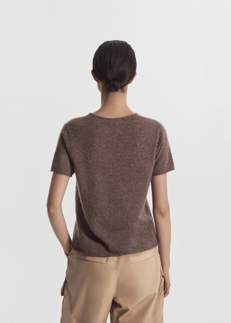 Short Sleeve T-Shirt in Cashmere Silk - Hazelnut, image 4 of 5