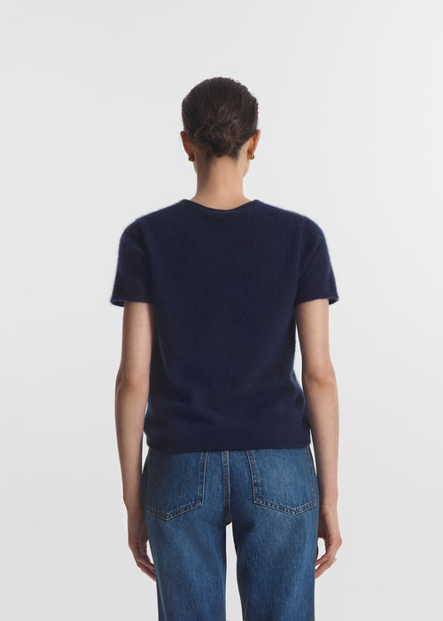 Short Sleeve T-Shirt in Cashmere Silk - Eclipse, image 4 of 5