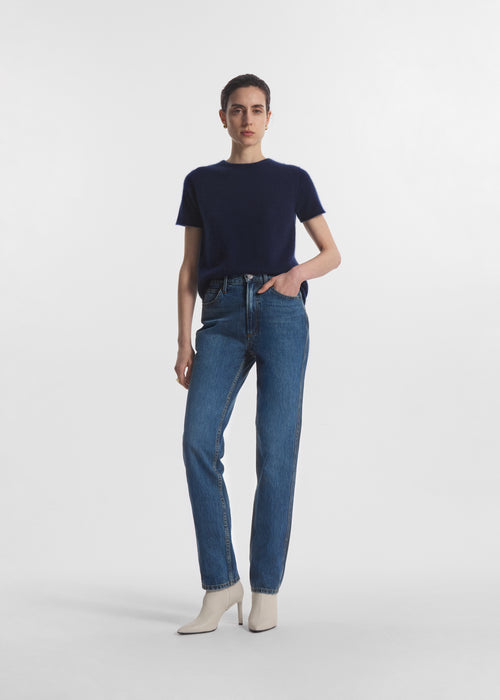 Short Sleeve T-Shirt in Cashmere Silk - Eclipse, image 2 of 5