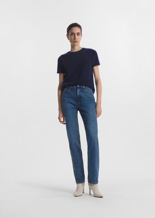 Short Sleeve T-Shirt in Cashmere Silk - Eclipse, image 3 of 5