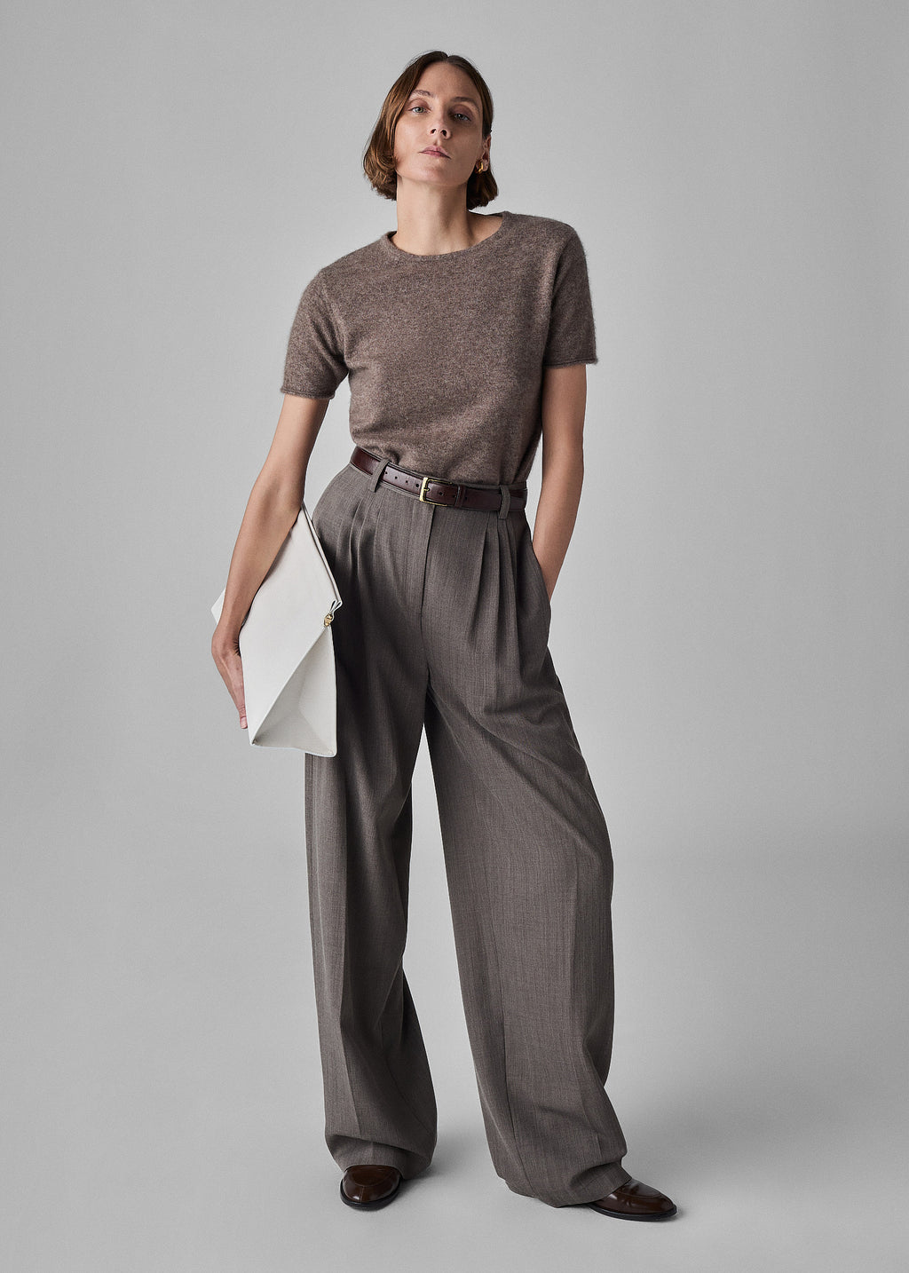 Boxy Tee in Cashmere Silk - Brown - CO