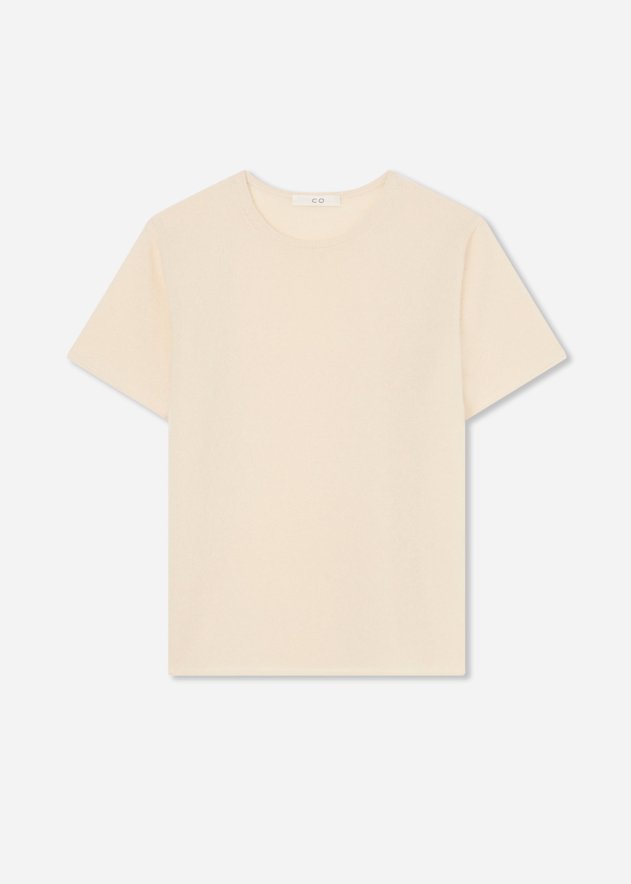 Short Sleeve T-Shirt in Silk Cashmere - Ivory