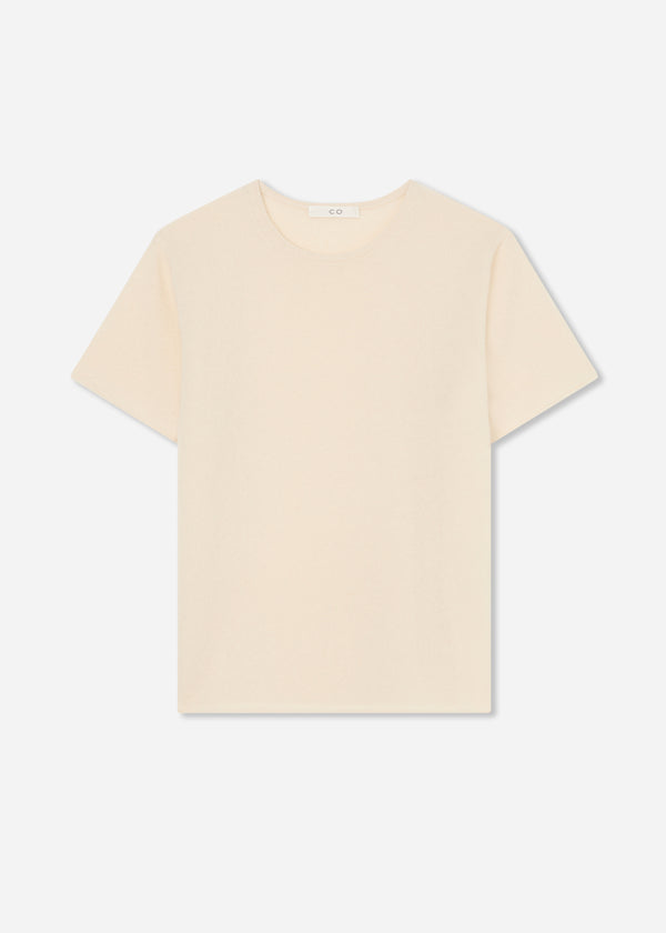 Short Sleeve T-Shirt in Silk Cashmere - Ivory - CO