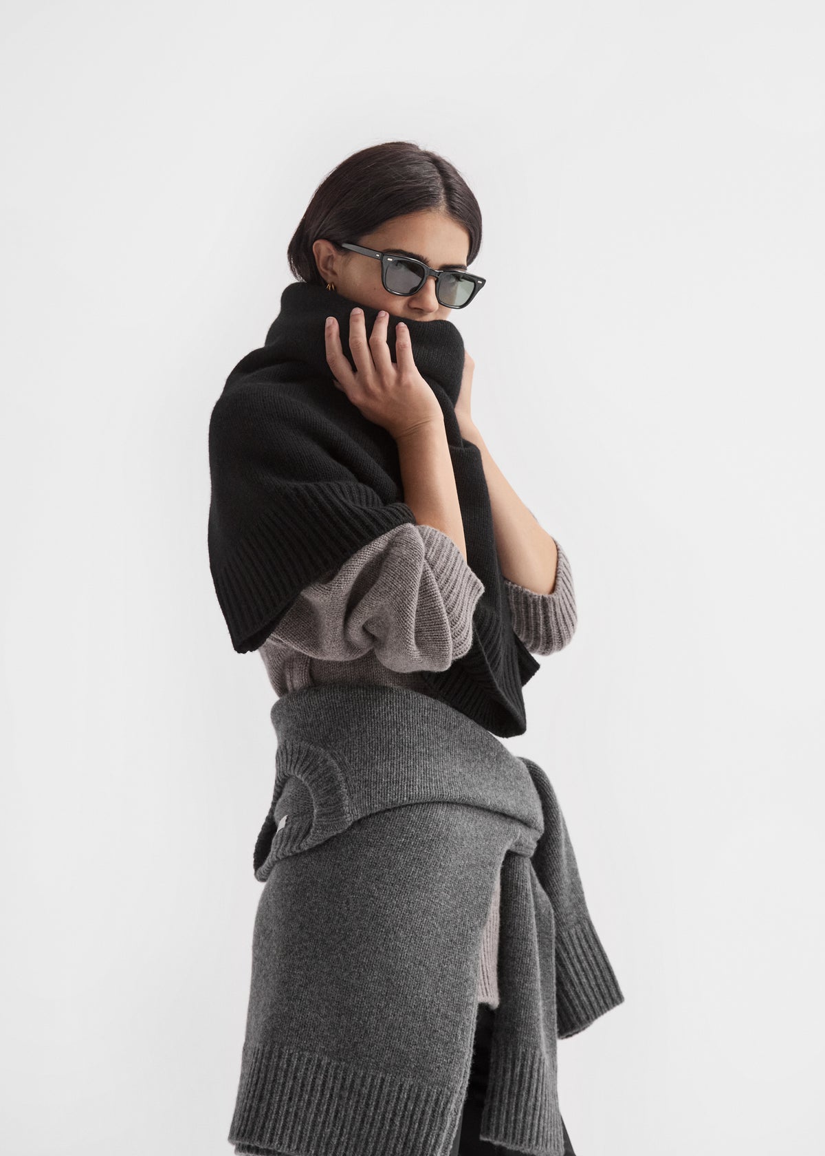 Boyfriend Crew Neck in Wool Cashmere - Grey
