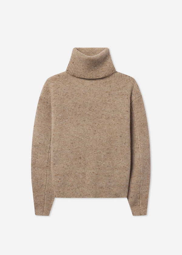 Oversized Turtleneck Sweater in Cashmere Blend - Antelope, image 4 of 4