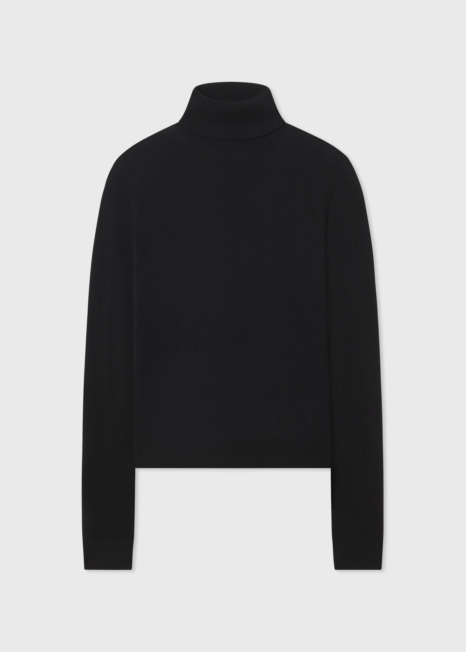 Slim Turtleneck Top in Fine Cashmere - Black