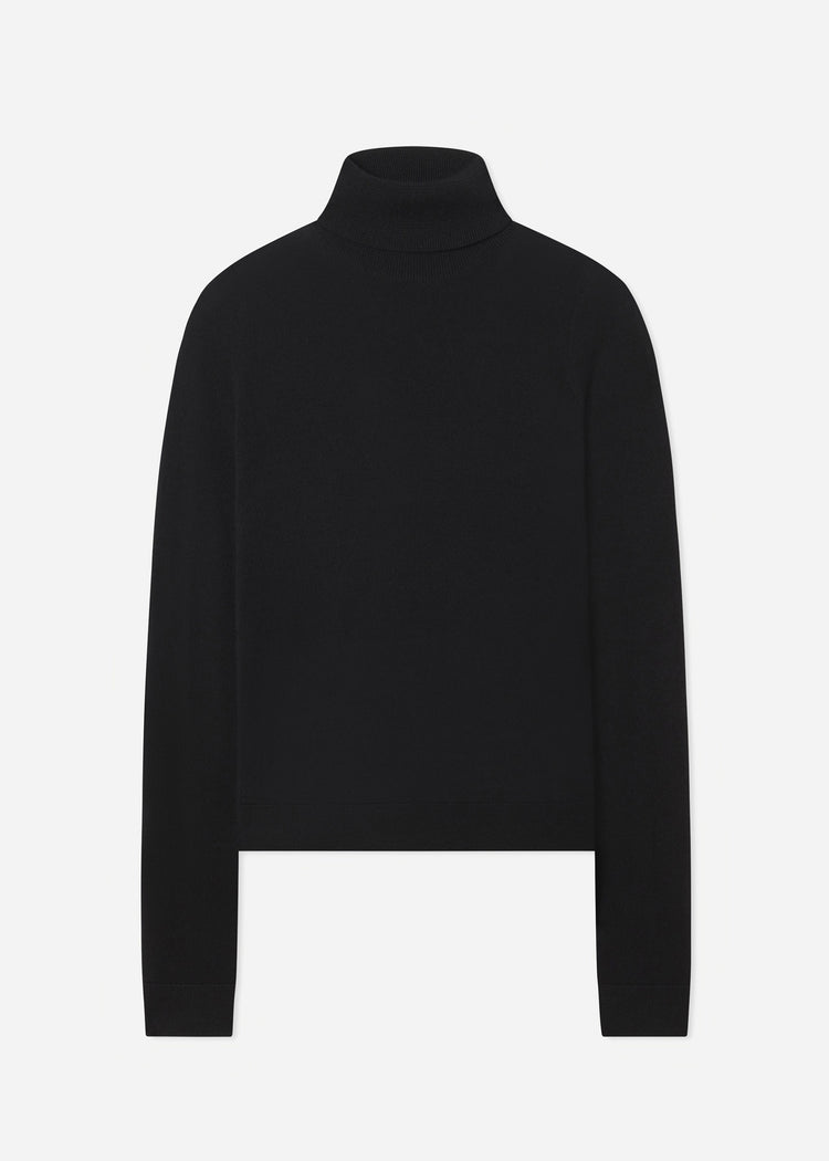 Slim Turtleneck in Fine Cashmere - Black, image 6 of 6