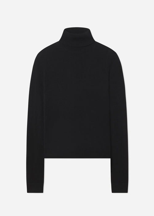 Slim Turtleneck in Fine Cashmere - Black, image 6 of 6