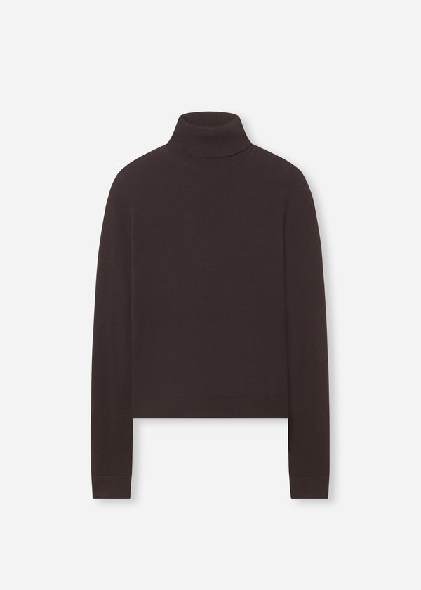 Slim Turtleneck in Fine Cashmere - Chocolate - CO