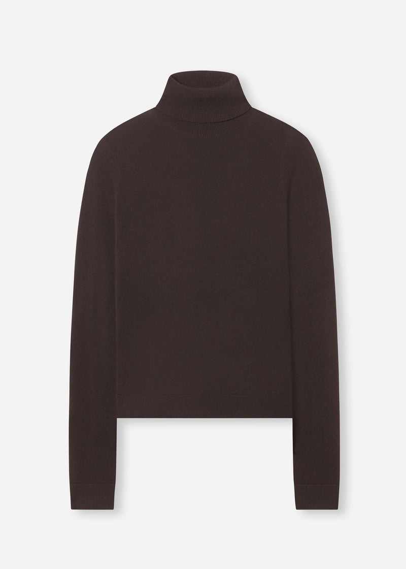 Slim Turtleneck in Fine Cashmere - Chocolate - CO