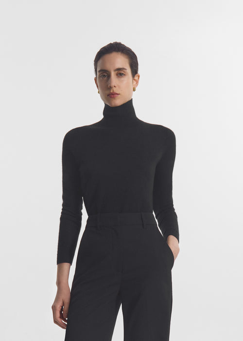 Slim Turtleneck in Fine Cashmere - Black, image 2 of 6