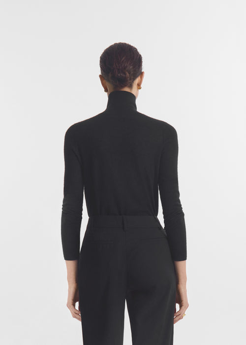 Slim Turtleneck in Fine Cashmere - Black, image 5 of 6