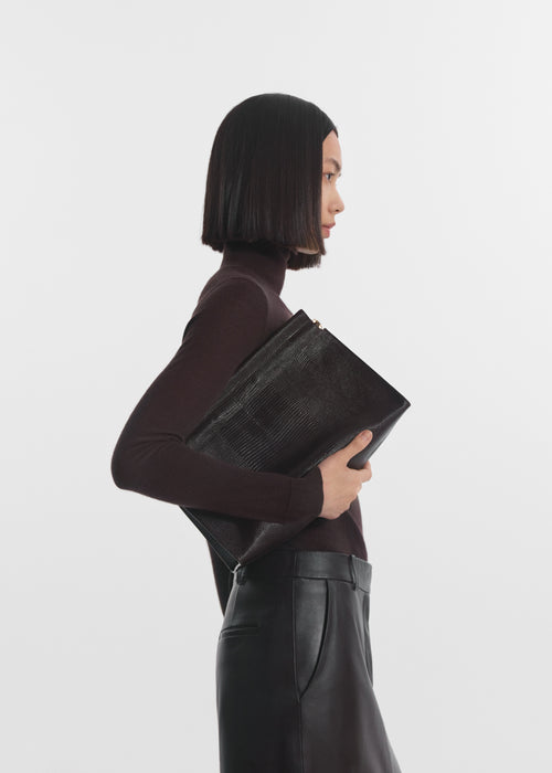 Slim Turtleneck in Fine Cashmere - Chocolate, image 3 of 4