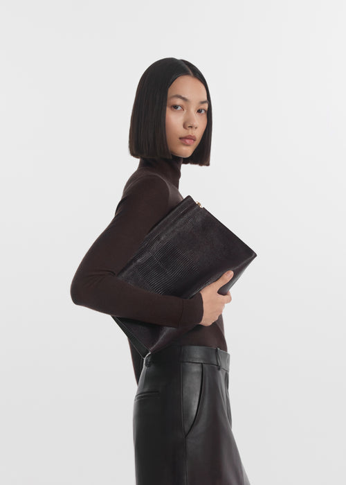 Slim Turtleneck in Fine Cashmere - Chocolate, image 2 of 4